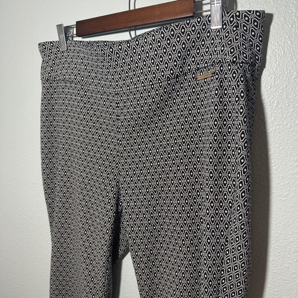 Roz & Ali Womens 14 Geometric Diamond Print Pull On Ankle Pants Black White